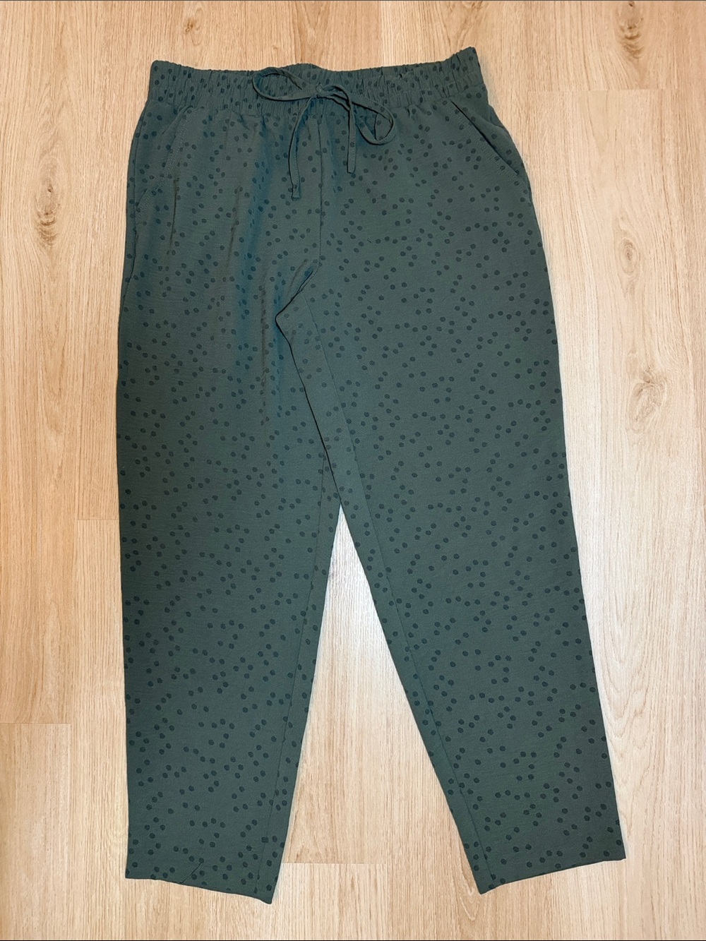 Olive Green Straight Leg Drawstring Pants